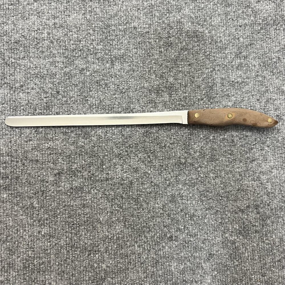 CUTCO 24 Stainless Steel Slicing Knife Wood Handle USA Pat 2147079 17in